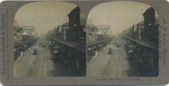 Stereo Photo New York City USA, Along the Noted Bowery