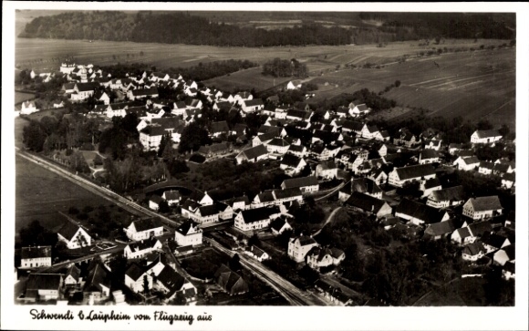 Postcard Schwendi in Upper Swabia, aerial photograph