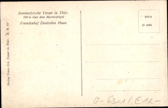 Postcard Vesser Suhl in Thuringia, Foreigners' Home German House