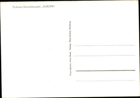 Postcard Turbine Express Steamer Europa, North German Lloyd Bremen