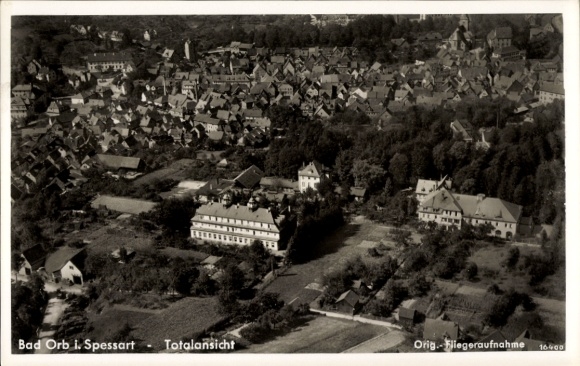 Postcard Bad Orb in the Spessart, Wegscheide, aerial photograph of Bad Orb, general view, buildings, landscape