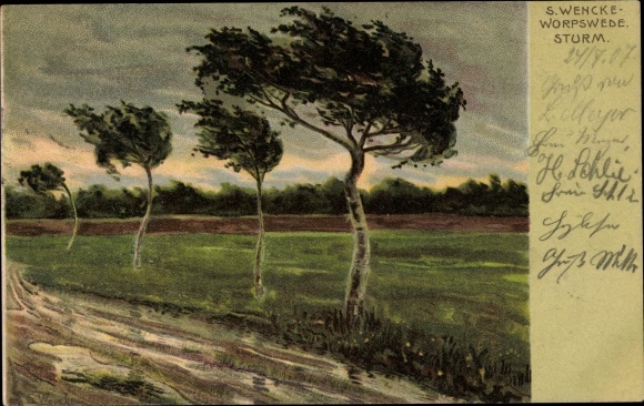 Artist PC Wencke, S., Worpswede in Lower Saxony, storm, landscape