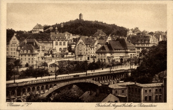 Postcard Plauen in Vogtland, Friedrich August Bridge, Bärenstein