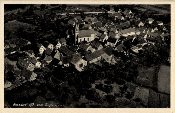 Ak Heßdorf Karsbach Unterfranken, Fliegeraufnahme