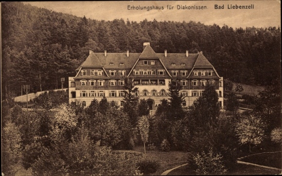 Postcard Bad Liebenzell in the Black Forest, recreation house for deaconesses, forest landscape,