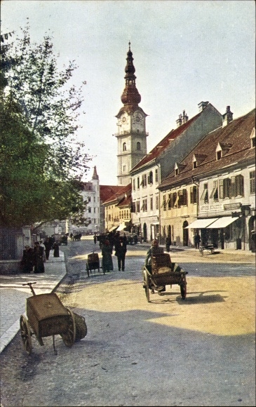 Pocztówka Klagenfurt am Wörthersee Karyntia, odcinek drogi, wózek ręczny