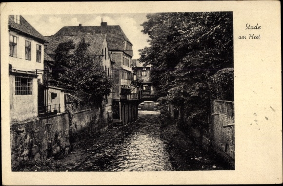 Postcard Stade in Lower Saxony, Am Fleet