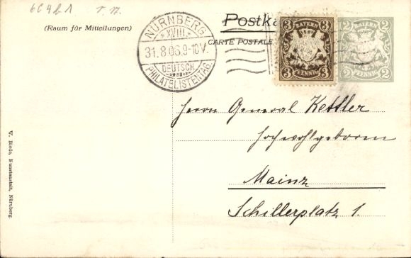 Particuliere postwaardestukken Beieren PP 10 C4 01, 18e Duitse Filatelistendag Neurenberg 1906, SSt B0.07