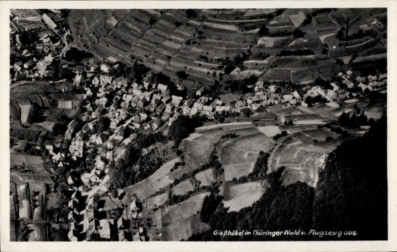 Postcard Gießübel in Thuringia, aerial photograph