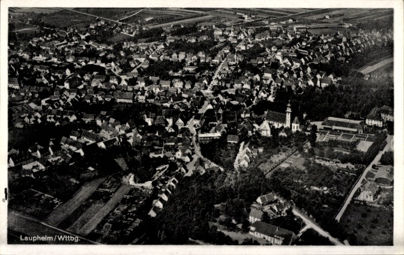 Postcard Laupheim in Upper Swabia Württemberg, aerial photograph