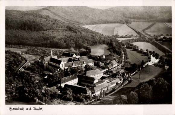 Postcard Bronnbach Reicholzheim Wertheim im Main Tauber district, aerial photo