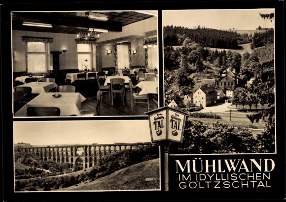 Postcard Mühlwand Limbach im Vogtland, Zum Grünen Tal, interior view, viaduct