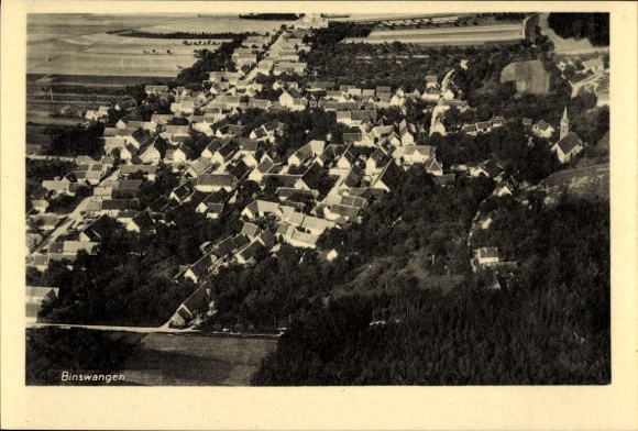 Postcard Binswangen in Swabia, aerial photograph