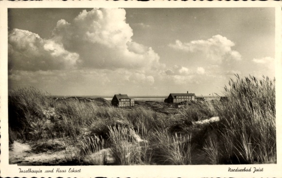 Postcard North Sea resort Juist in East Frisia, Haus Eckart, island hospice