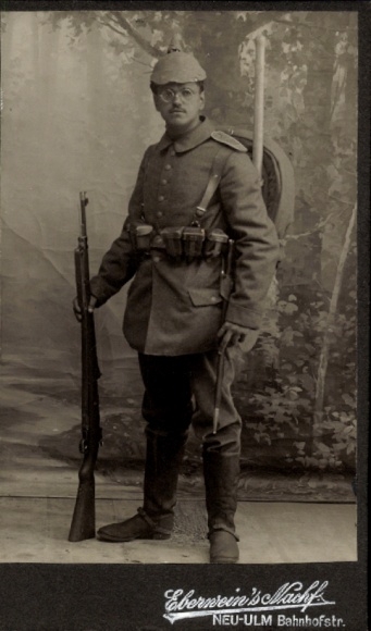 CdV Ulm, German soldier in uniform, Württemberg Pioneer Battalion 13, photographer Eberwein's Nachf., Neu Ulm