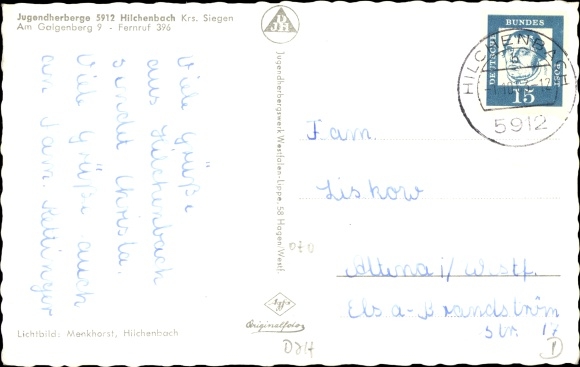 Postcard Hilchenbach in Westfalen, youth hostel, Am Galgenberg 9, building view