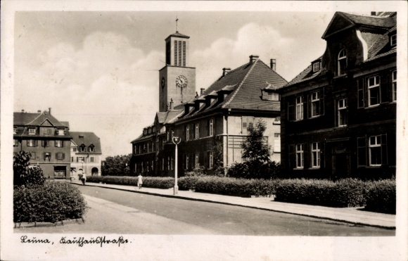 Ak Leuna an der Saale, Straße, Häuser