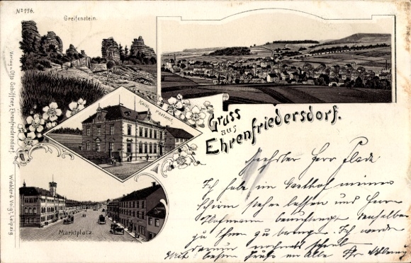 Ak Ehrenfriedersdorf im Erzgebirge, Postkarte mit Ansichten von  Greifenstein, Marktplatz