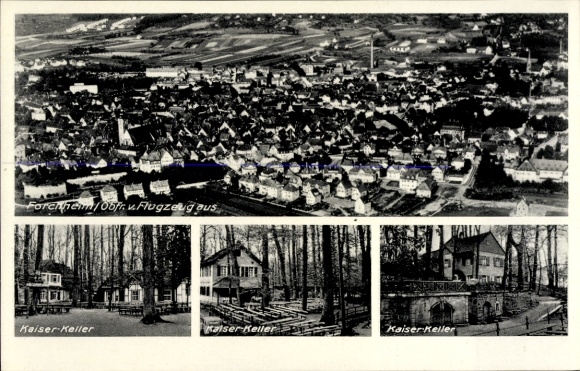Postcard Forchheim in Upper Franconia Bavaria, Kaiser-Keller, aerial photograph