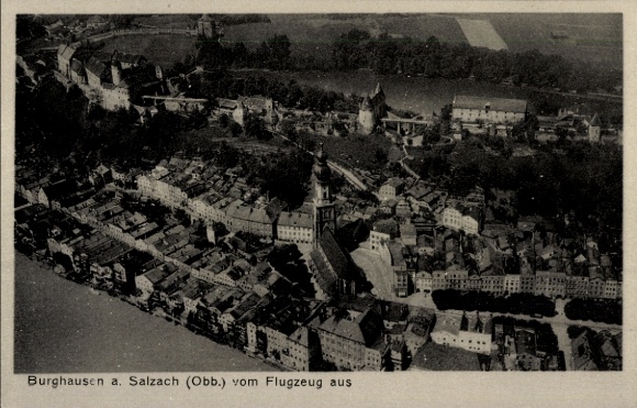 Postcard Burghausen an der Salzach Upper Bavaria, aerial photograph