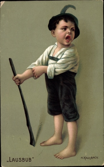 Artist PC Kaulbach, H., Lausbub, little cheeky farm boy