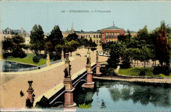 Postcard Strasbourg Strasbourg Alsace Bas Rhin, bridge, university, water, trees, Strasbourg