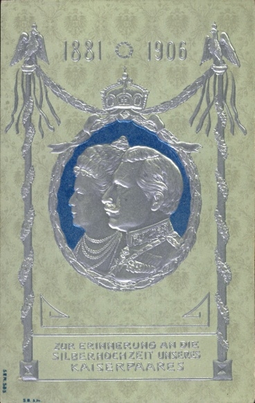 Präge Ak Silberhochzeit des Kaiserpaares, Kaiser Wilhelm II., Kaiserin Auguste