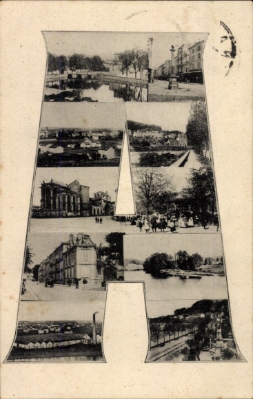 Letters Postcard Épinal Lorraine Vosges, partial views