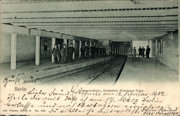 Ak Berlin Tiergarten, Untergrundbahn, Haltestelle Potsdamer Platz