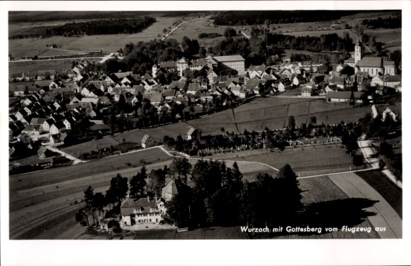 Postcard Bad Wurzach in Upper Swabia, aerial photograph, Gottesberg