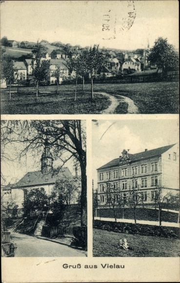 Postcard Vielau Reinsdorf Saxony, town views