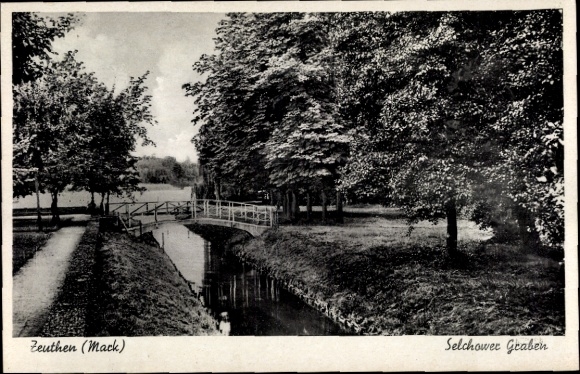 Postcard Zeuthen in der Mark, Selchower Graben, bridge