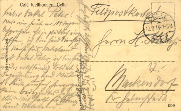 Postcard Celle in Lower Saxony, Cafe Wellhausen