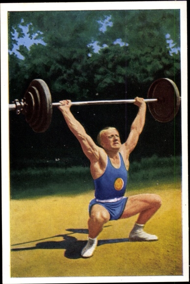 Collection picture Olympia 1936, Rudolf Ismayr, weightlifter, Mühlen Franck coffee additive