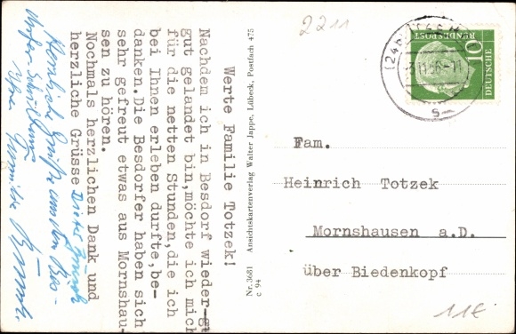 Postcard Besdorf b. Itzehoe Holstein, Karl Kampen bakery, school, memorial