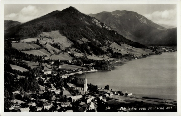 Postcard Schliersee in Upper Bavaria, aerial photograph
