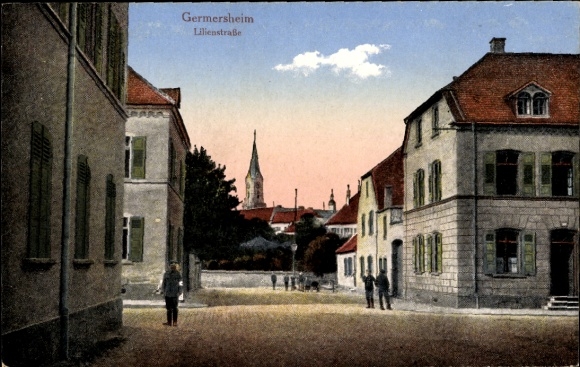 PC Germersheim am Rhein, Lilienstrasse, soldiers, church tower