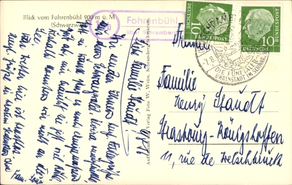 KP Landpoststempel 14b Fohrenbühl przez Schramberg