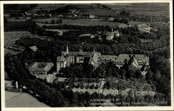 PC Lüdinghausen in Münsterland Westphalia, Antoniuskloster, Vischering Castle, aerial photograph
