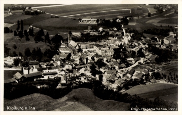 Postcard Kraiburg am Inn Upper Bavaria, aerial photograph