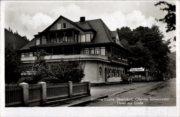 Ak Sitzendorf in Thüringen, Hotel zur Linde, Außenansicht