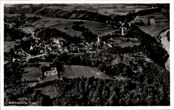 Postcard Blankenberg Hennef an der Sieg, aerial photograph