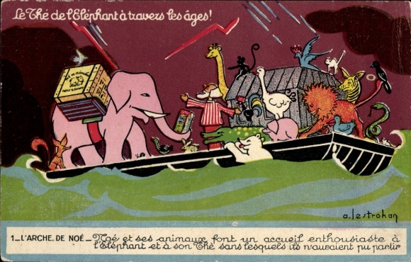 Artist Postcard Trohon, advertising, tea, The de l'Elephant