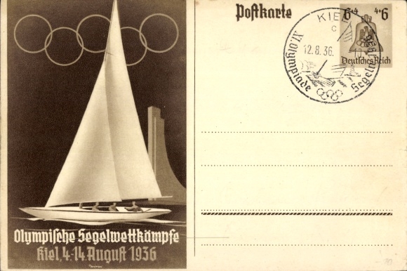 Postal stationery Postcard Olympic Sailing Competitions Kiel 1936
