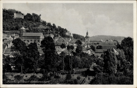 Postcard Homburg in the Saarpfalz district, panoramic view of the city