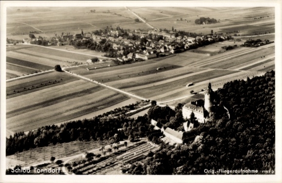 Postcard Tonndorf Thuringia, aerial photograph, castle