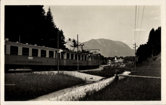 Postcard Bavarian Zugspitzbahn on the route near Obergrainau