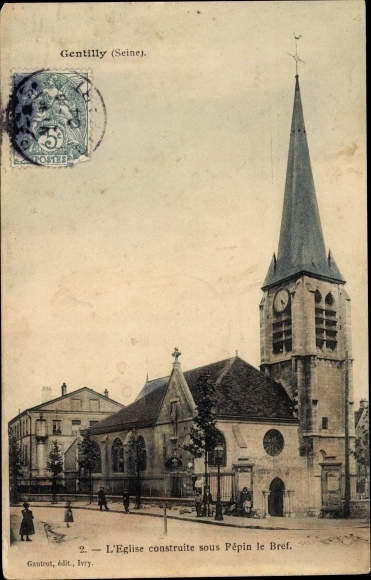 Ak Gentilly Val de Marne, L'Eglise construite sous Pepin le Bref