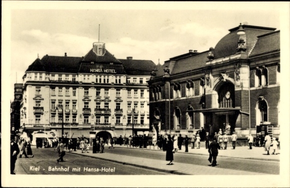 Ak Kiel in Schleswig Holstein, Bahnhof mit Hansa Hotel