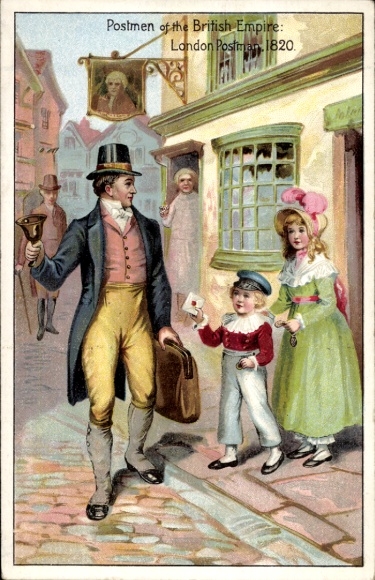 Artysta KP Londyn Anglia, listonosz 1820, urzędnik pocztowy Imperium Brytyjskiego